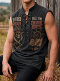 Retired Pirate “Full-Time Treasure Hunter” Vintage Lace-Up Sleeveless Shirt