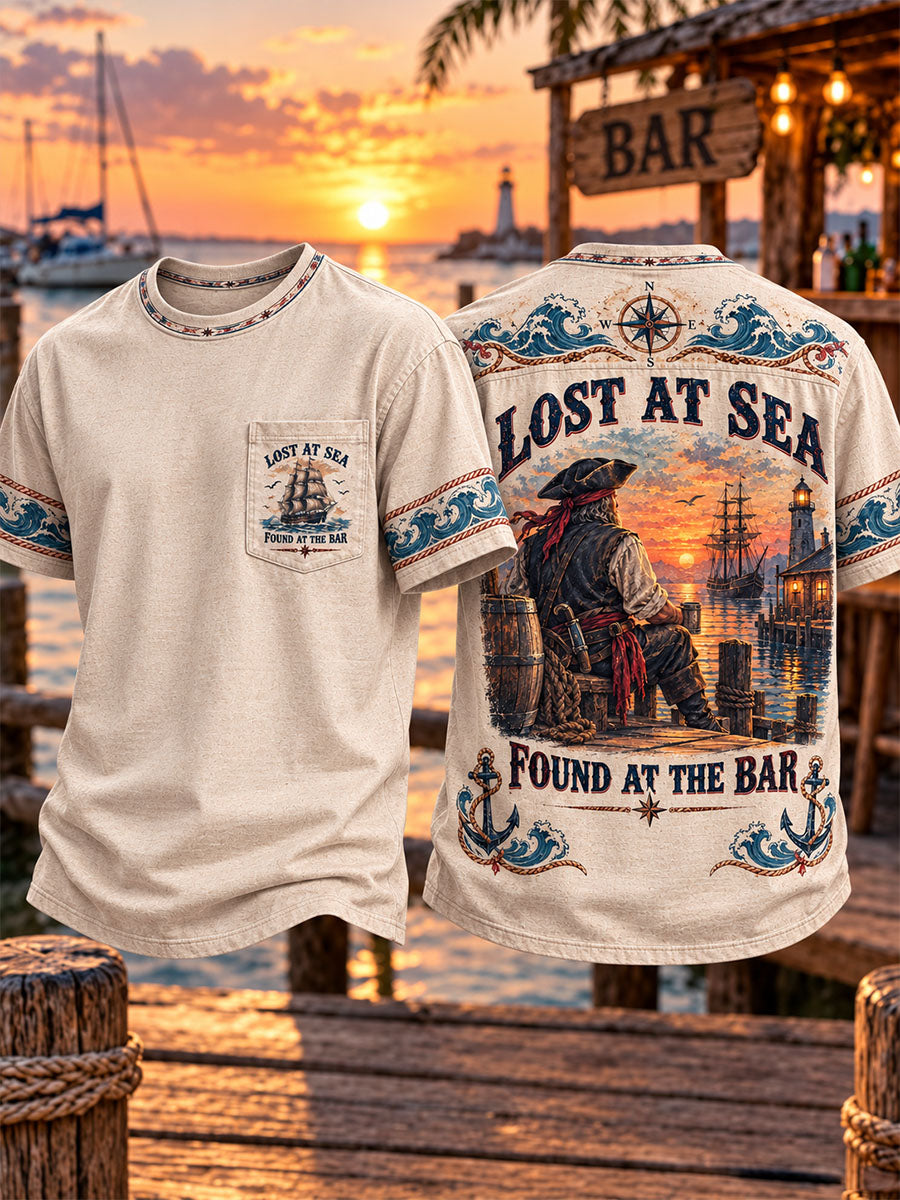 Men’s Vintage Pirate Nautical Short Sleeve Pocket T-Shirt