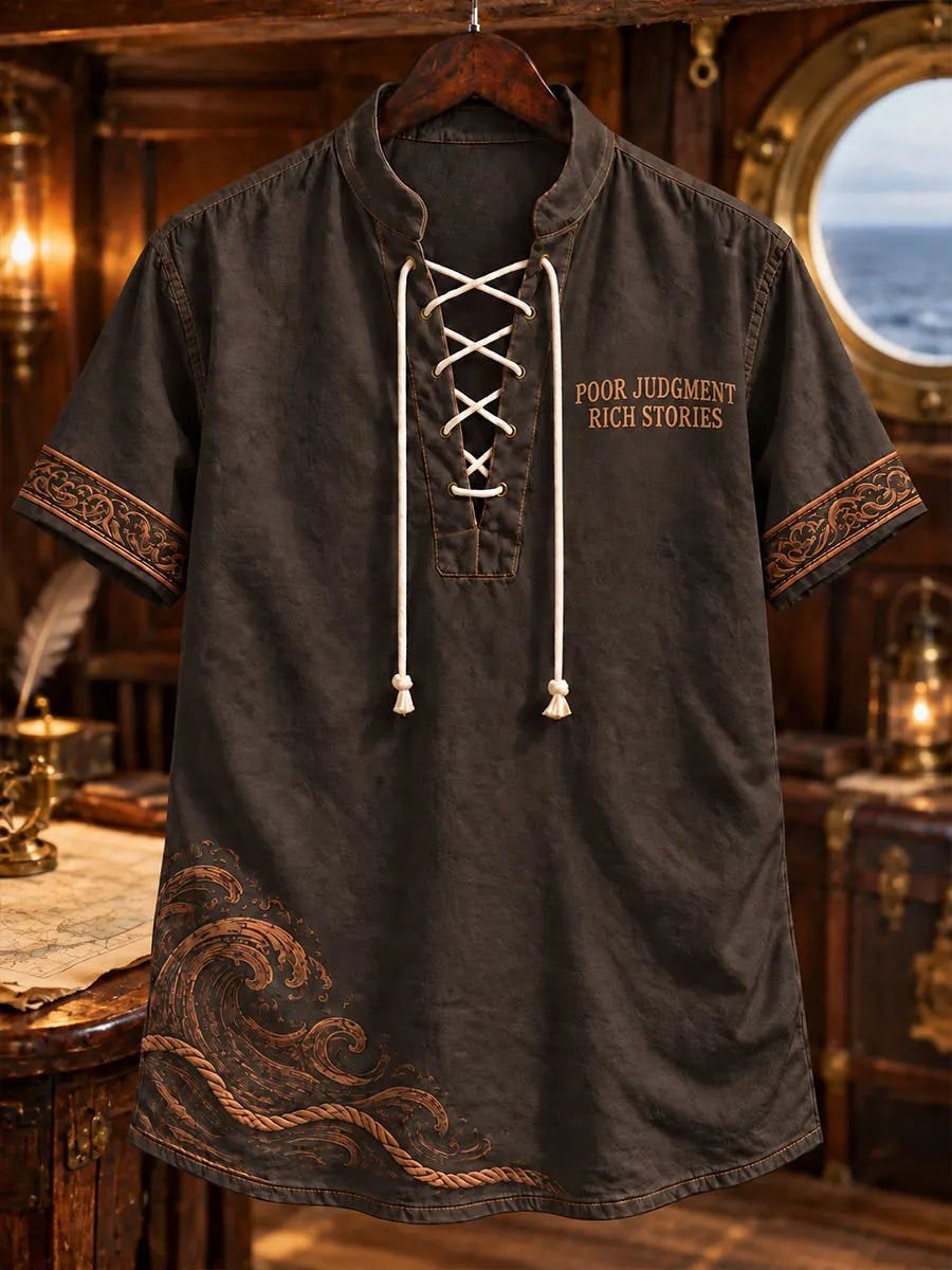 Poor Judgment, Rich Stories Walrus Nautical Men’s Lace-Up Shirt