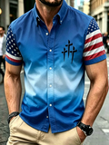 Men's Retro Christian Faith Cross Printed Shirt