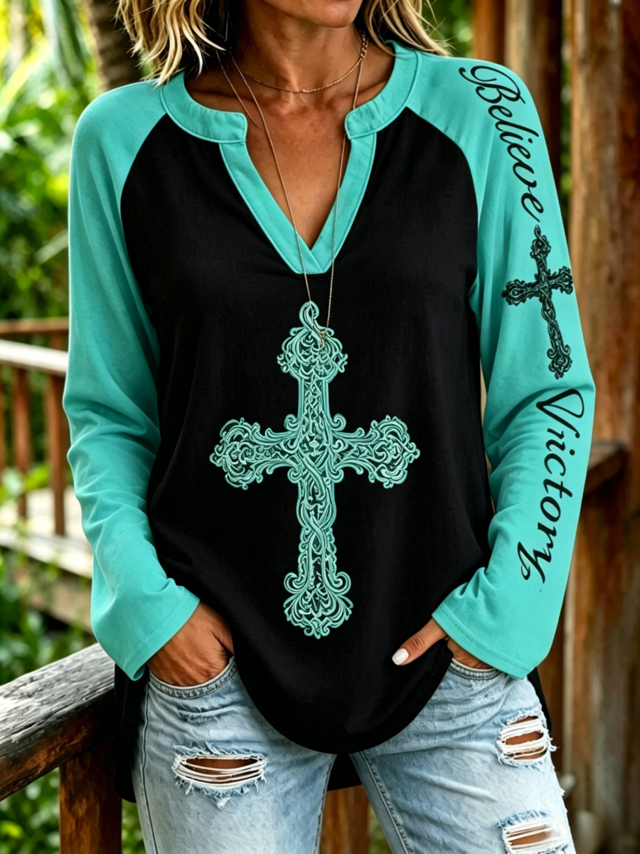 Women's Faith Stand Up Collar Casual Shirt