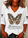 Women's Faith Cross Printed Waffle T-shirt
