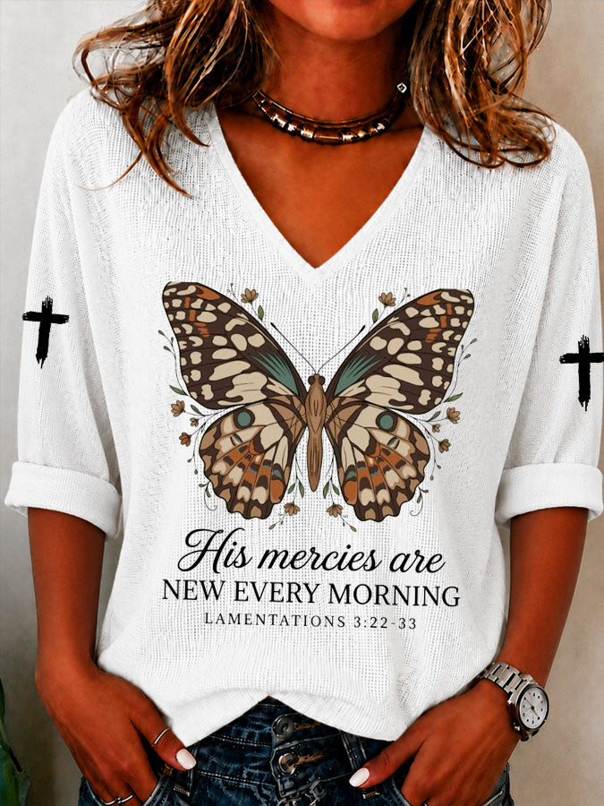 Women's Faith Cross Printed Waffle T-shirt