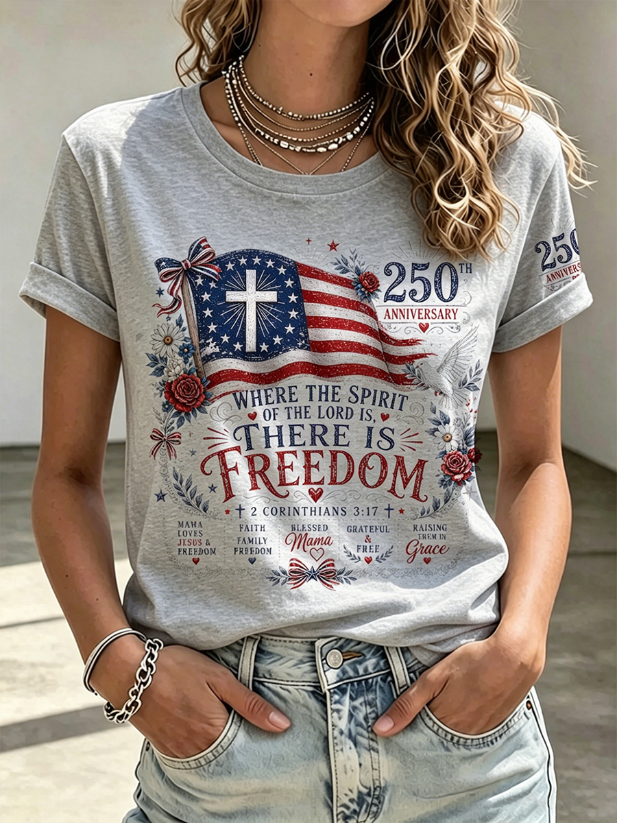 250Th Anniversary Faith Commemorative Printed Round Neck Top In The United States