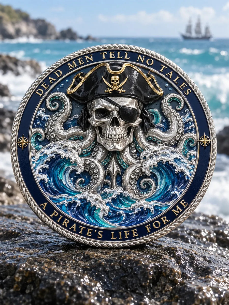 🏴‍☠️ Vintage 3D Pirate Skull Commemorative Medal