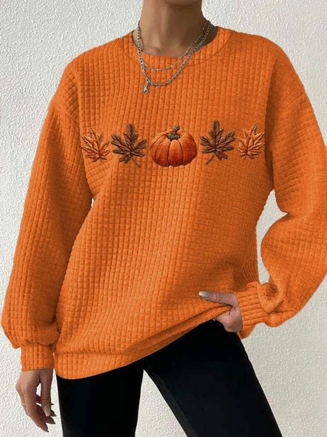 Women's Fall Pumpkin Check Sweatshirt