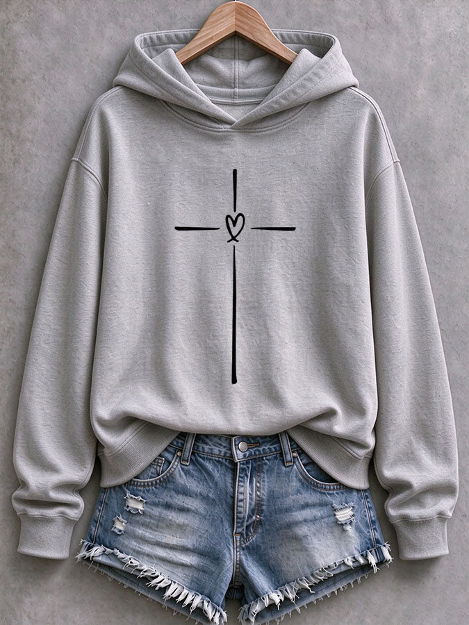 Women'S Cross Printed Hoodie