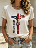 Women'S Freedom Cross Print Casual T-Shirt