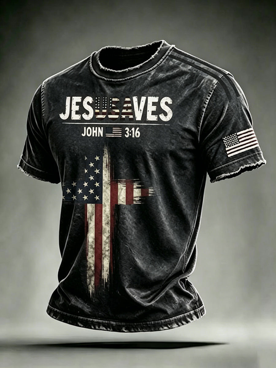 Men'S 250Th Anniversary American Faith Retro Short Sleeve Top