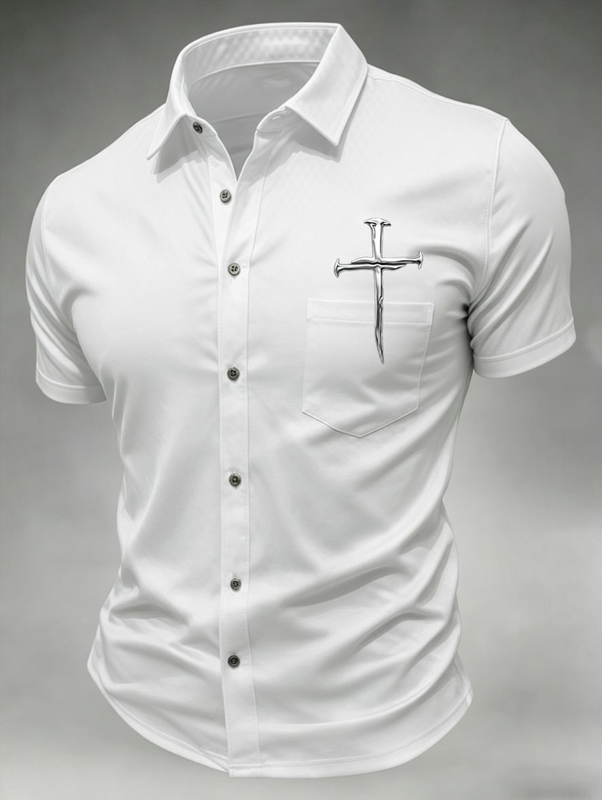 Men's Faith Cross Printed Casual Shirt