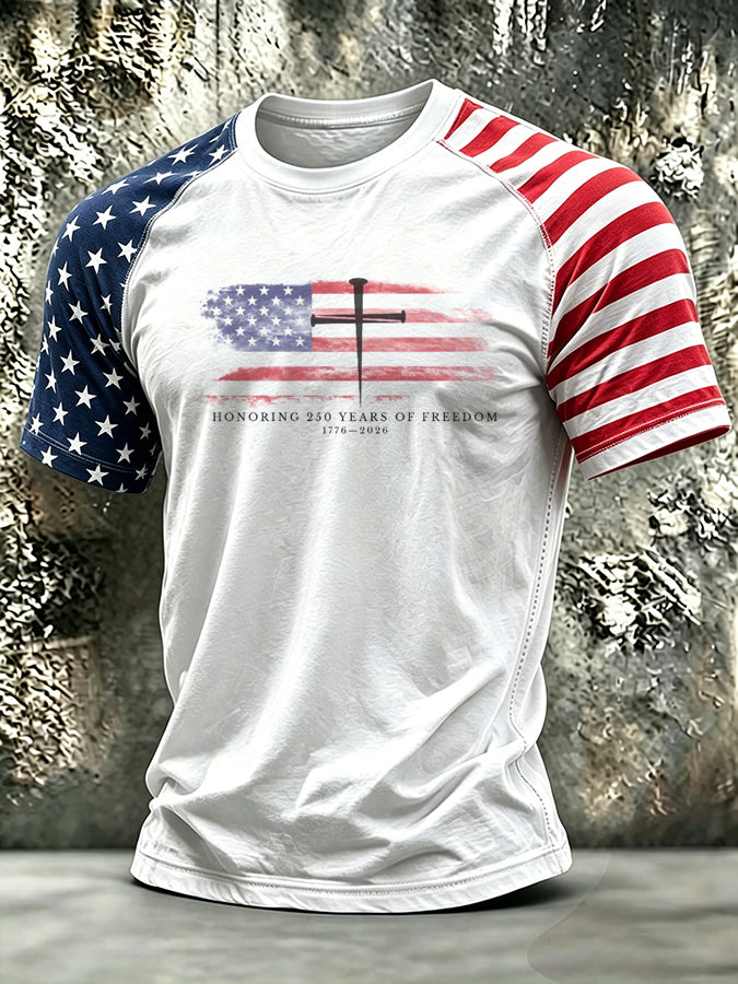 Men's 250th Anniversary Religious Belief Short Sleeve Patriotic T-shirt