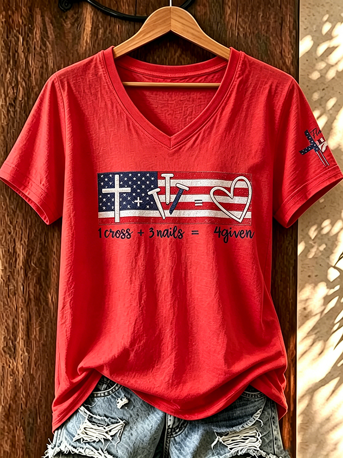 1 Cross+3 Nails=4 GivenV-Neck T-Shirts