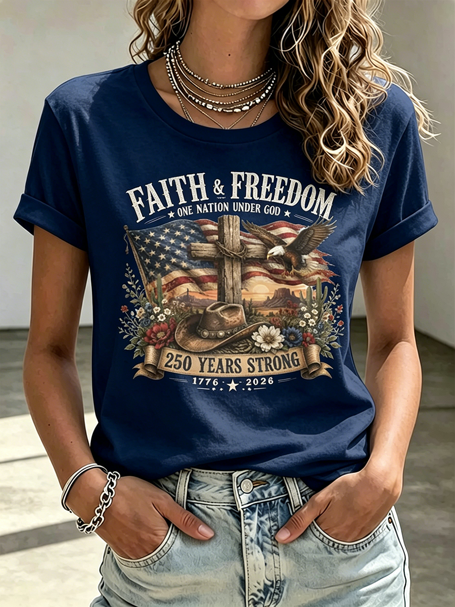 250Th Anniversary Commemorative Faith Printed Round Neck Top In The United States
