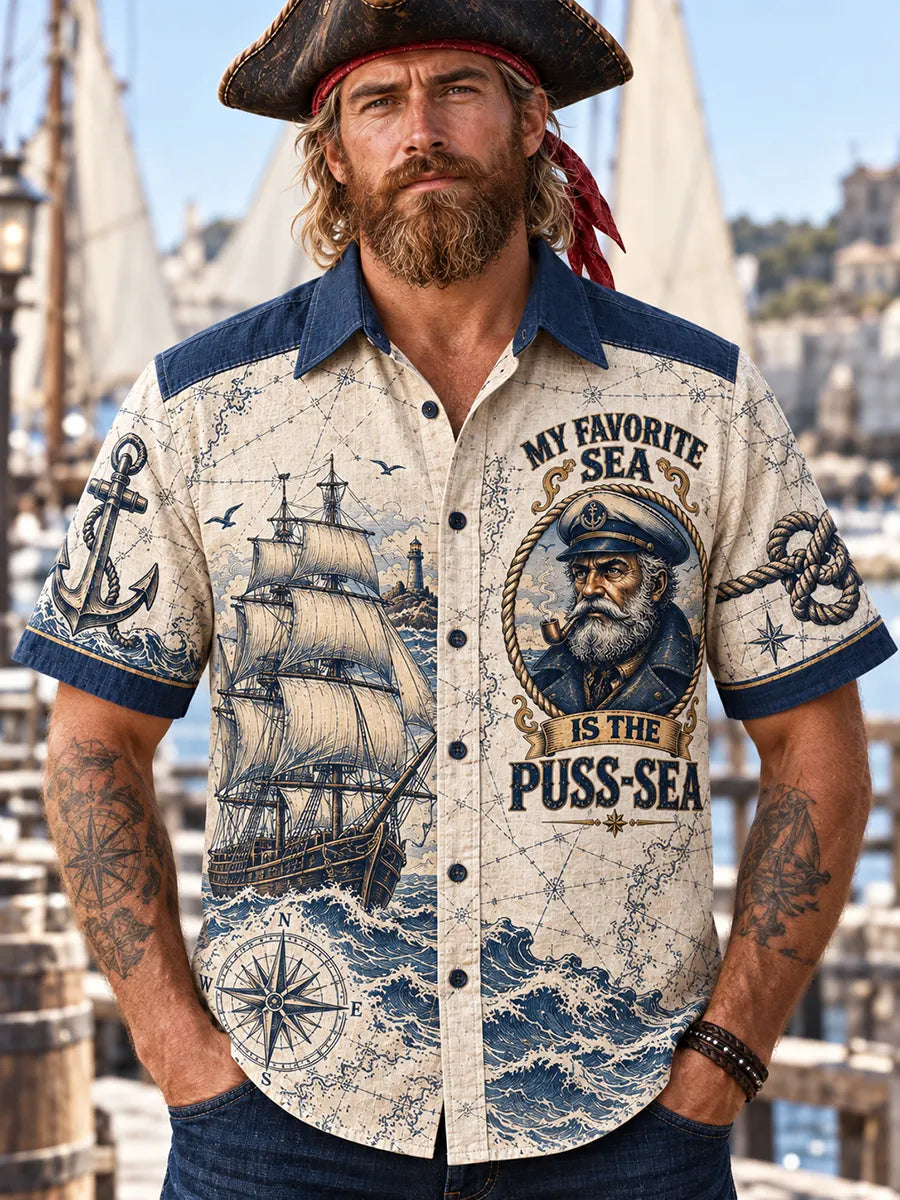 ⚓ "My Favorite Sea Is The Puss-Sea" Vintage Captain Shirt