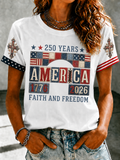 Women'S 250Th Anniversary Patriotic Printed Casual T-Shirt