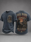 Men's Retro Pirate Fun Art Print Casual T-Shirt