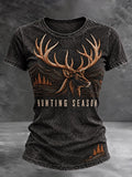 Women's Retro Hunting Culture Art Print Casual T-Shirt