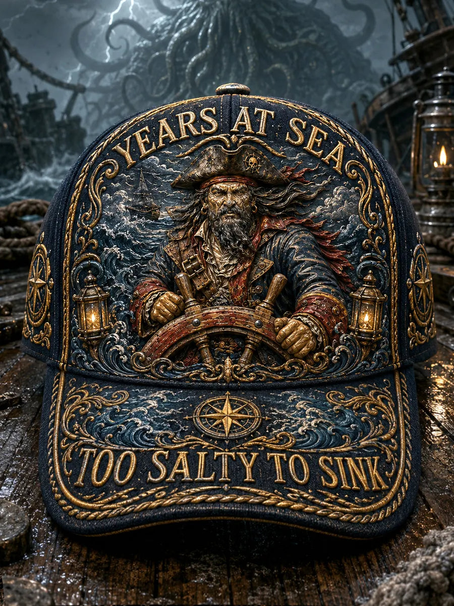 Retro “OLD SALT“ Captain Art Printed Baseball Cap