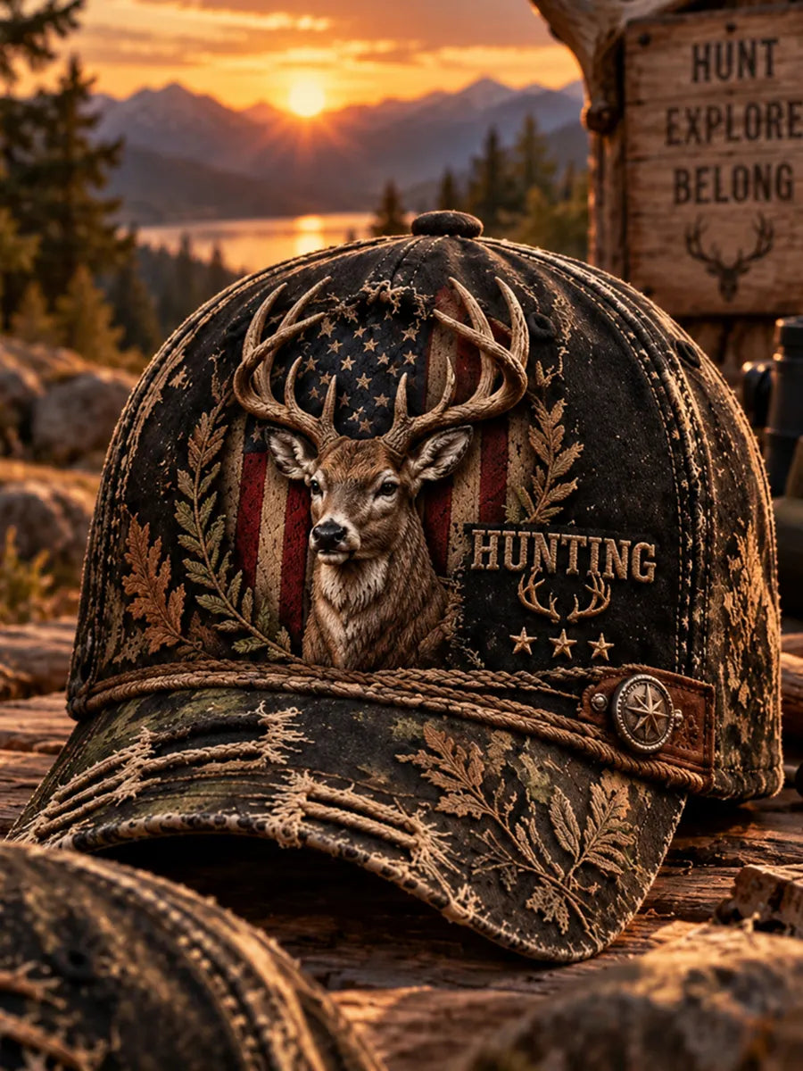 Retro Deer Hunting Print Casual Hat