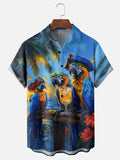 Moisture-wicking Pirate Captain Parrots Chest Pocket Hawaiian Shirt