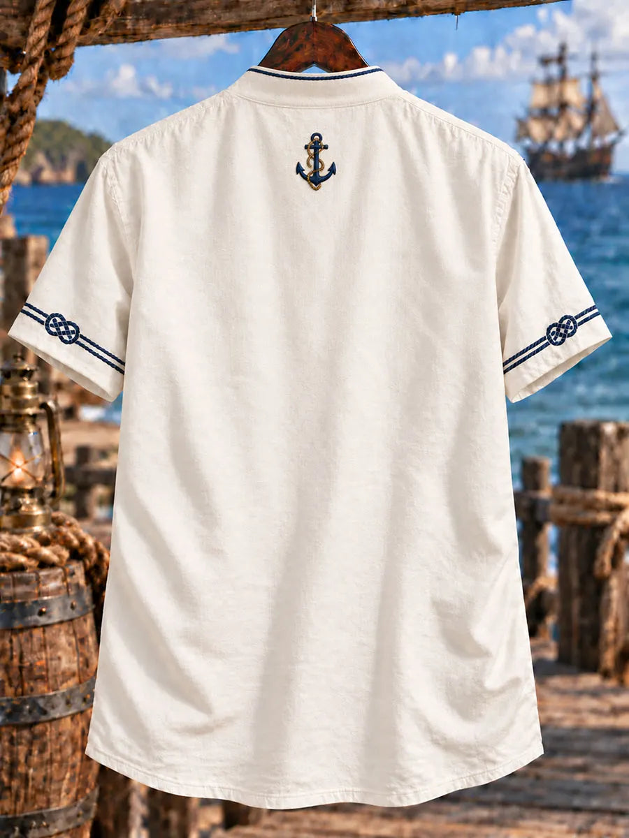 Men’s Pirate Bar Theme Lace-Up Short Sleeve Shirt