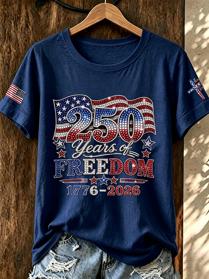 Women'S 250Th Anniversary Cross Commemorative Printed Casual T-Shirt