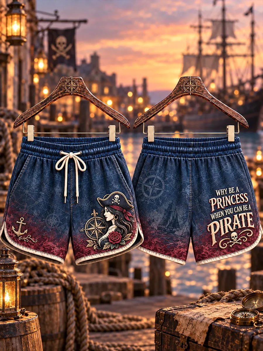 Women’s Vintage Female Pirate Print Shorts