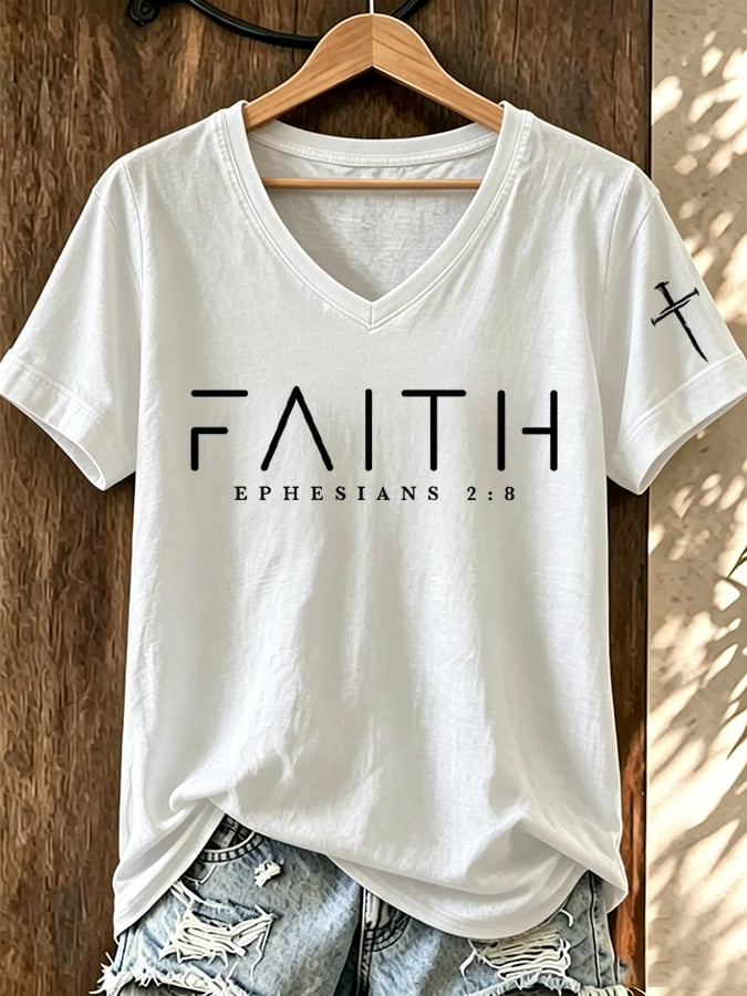 Women's “Faith” Print Casual T-Shirt