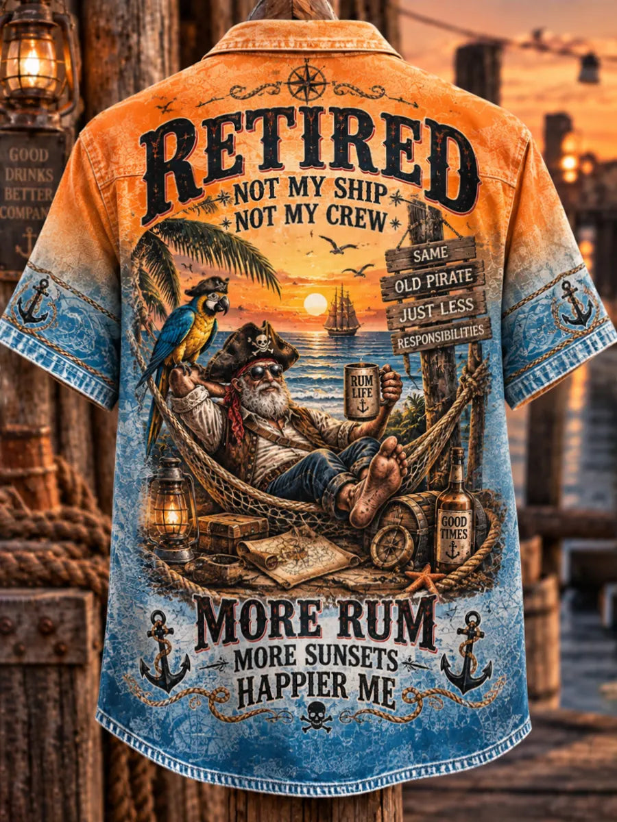 Men’s Vintage Old Salt Pirate Short Sleeve Shirt