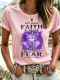Women's Faith Over Fear Alzheimer's Awareness Printed Casual T-shirt