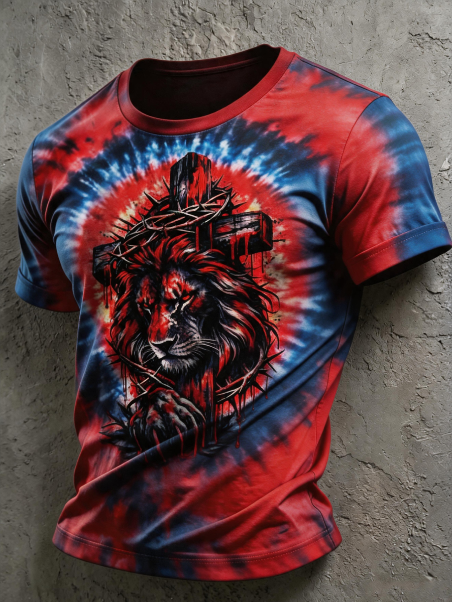 Jesus And Lion Swirl Men'S All Over Print T-Shirt