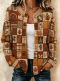 Women's Happy Thanksgiving Printed Cozy Cardigan