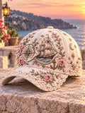 Vintage Sailing Ship Rose Lace Nautical Baseball Cap