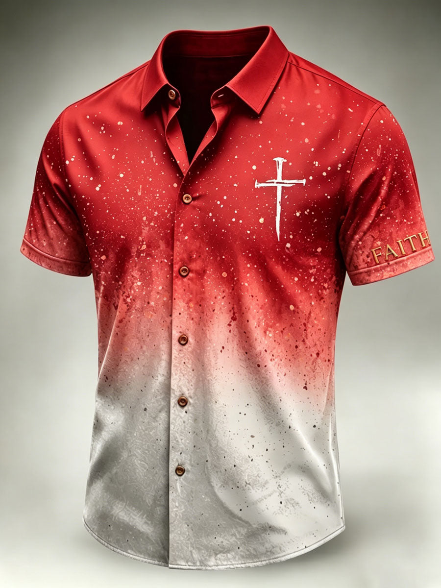 Men's Faith Cross Printed Casual Shirt