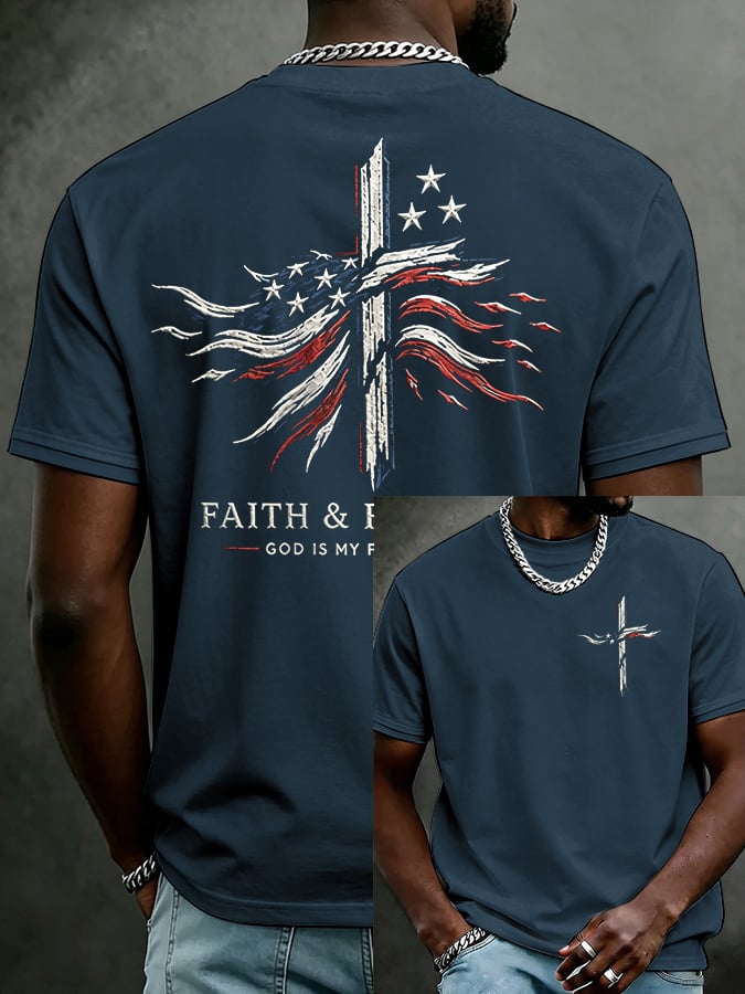 Men'S Casual Short-Sleeve T-Shirt With "Faith" Print