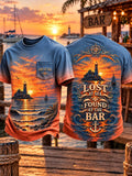 Lost At Sea Found At The Bar Lighthouse Tropical Sunset Tee ⚓️