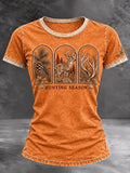 Women's Retro Hunting Culture Art Print Casual T-Shirt
