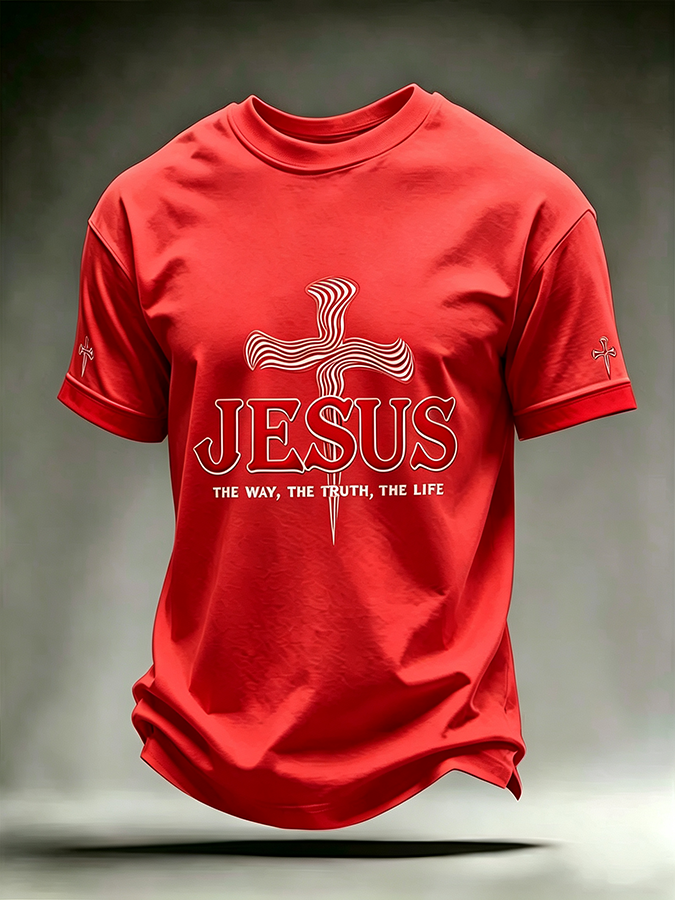 Men'S Jesus Cross Printed Casual T-Shirt