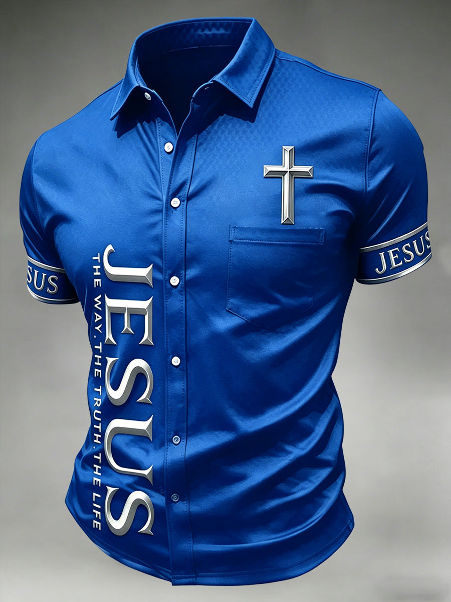 Men's Faith Cross Printed Casual Shirt
