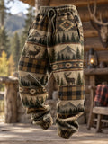 Men's Retro Hunting Culture Art Print Loose Drawstring Pants