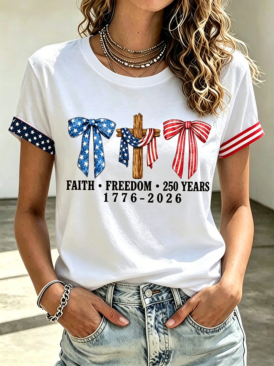 250Th Anniversary Commemorative Faith Printed Round Neck Top In The United States