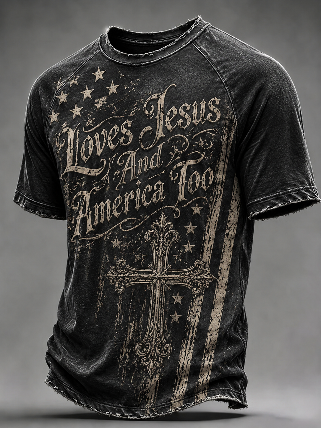Men'S Loves Jesus And America Too Printed Top