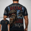 Men’s Runs on Rum Bad Decisions and Sea Air Pirate Skeleton Graphic T-Shirt