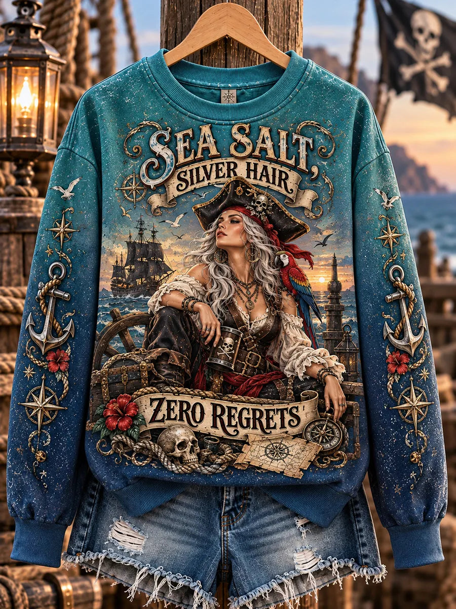 Women's Old Salt Pirate Queen Art Print Casual Sweatshirt