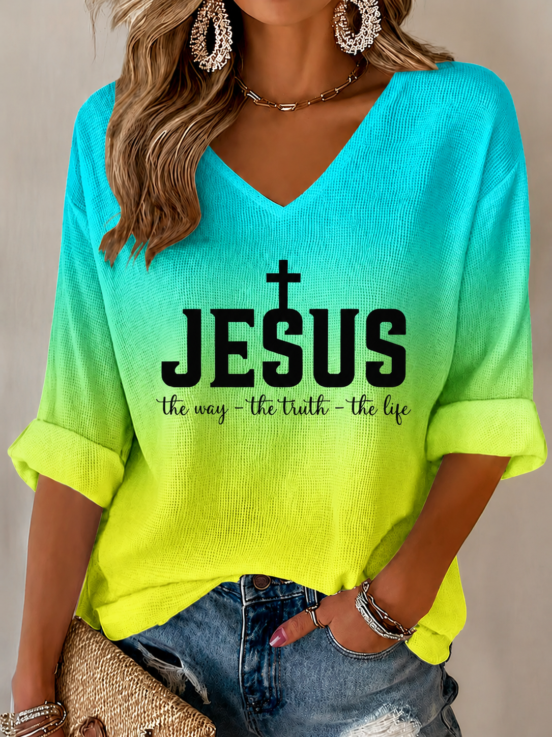 Women'S Casual Faith Art Printed Top