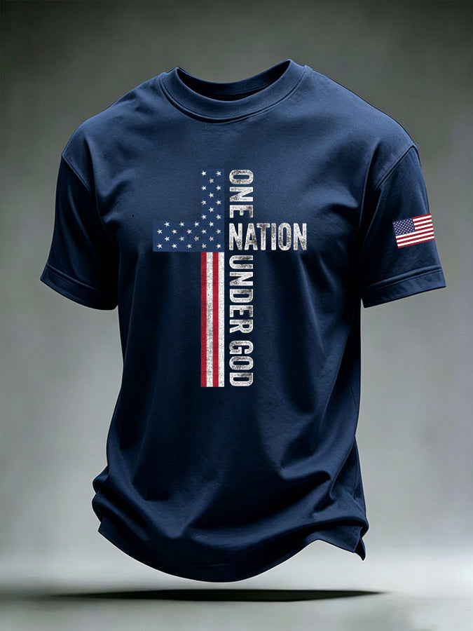 Men'S Patriotic Printed T-Shirt With Faith Printed On It