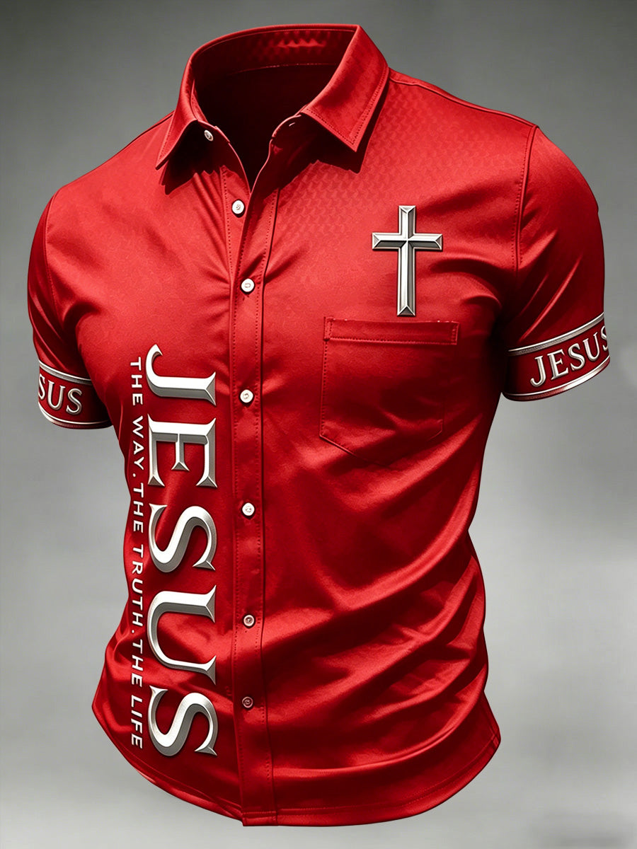 Men's Faith Cross Printed Casual Shirt