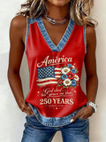 Women'S America Flower Printed Vest