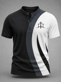 Men's Faith Cross Print Casual Henry Collar Top