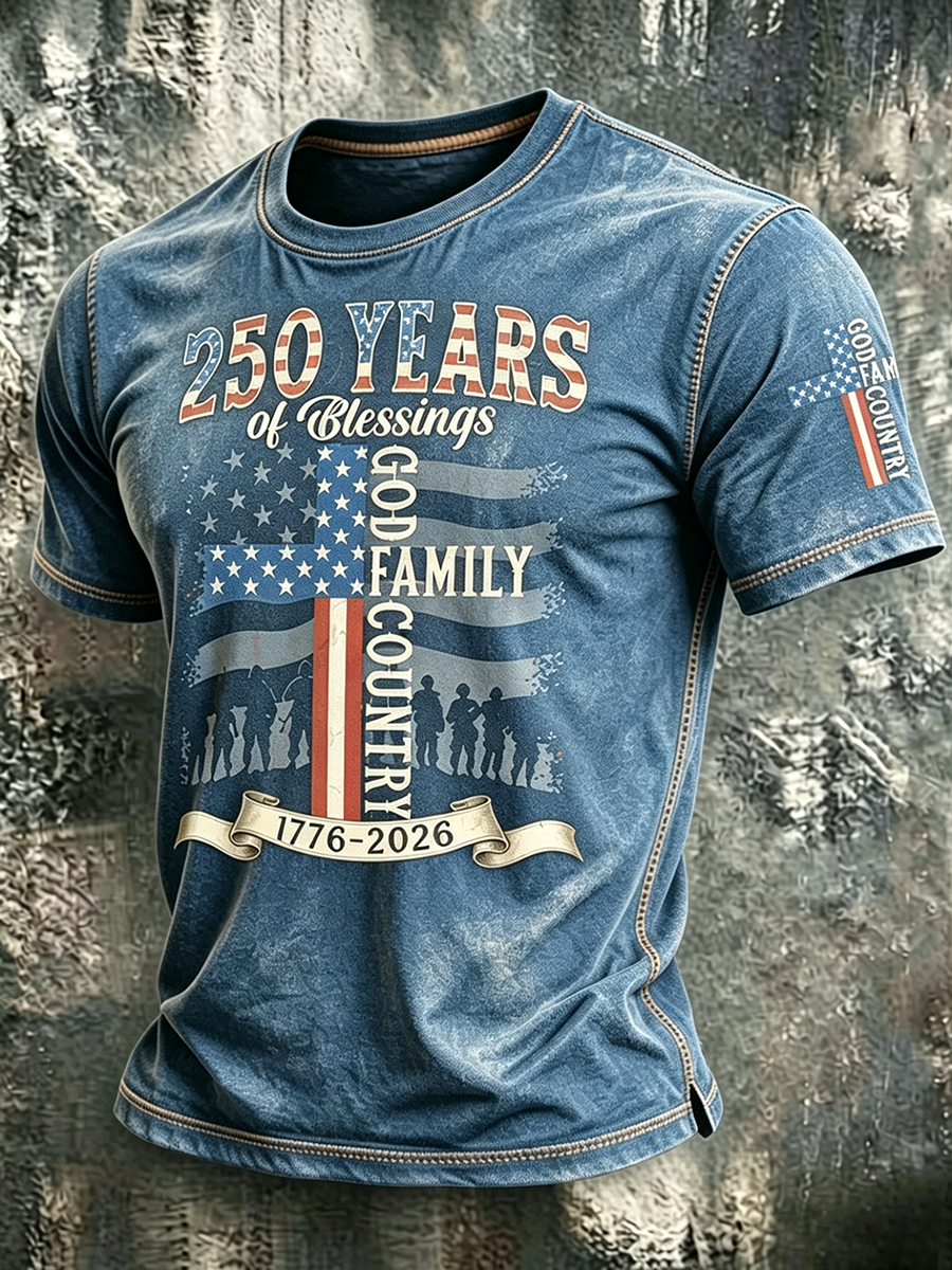 250Th Anniversary Commemorative Faith Printed Round Neck T-Shirt In The United States